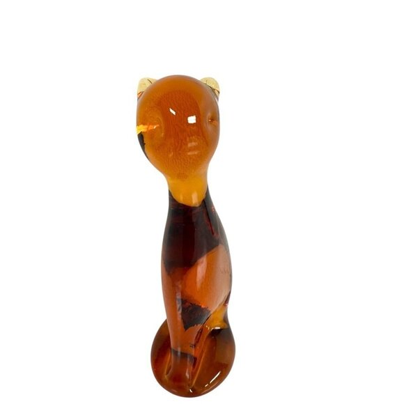 Vintage Amber Glass Cat Figurine 4.5" - Picture 4 of 6